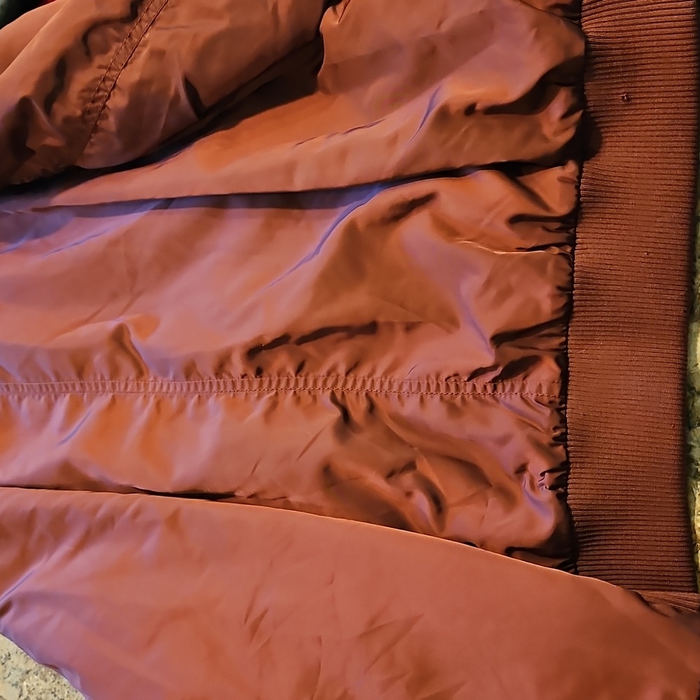 Old Navy Red Bomber Jacket with Ribbed Details - Picture 7 of 7